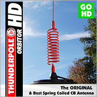 The 'Orbitor HD' is the original Heavy Duty spring coiled baseload CB Antenna from Thunderpole.