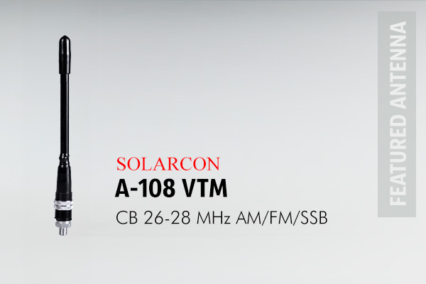 The shortest base loaded CB antenna available. An 8 solid fibreglass whip with a tunable coil.